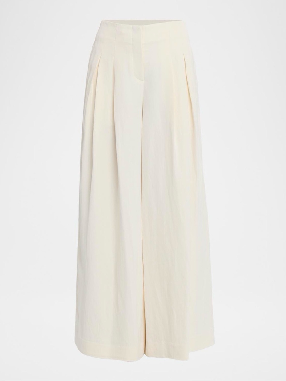 TWP Drew Pleated Wide-Leg Pants, Ivory, Size 4